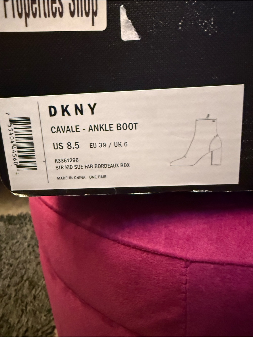 DKNY Wine Suede Block Heel Ankle Boots - Picture 7 of 7